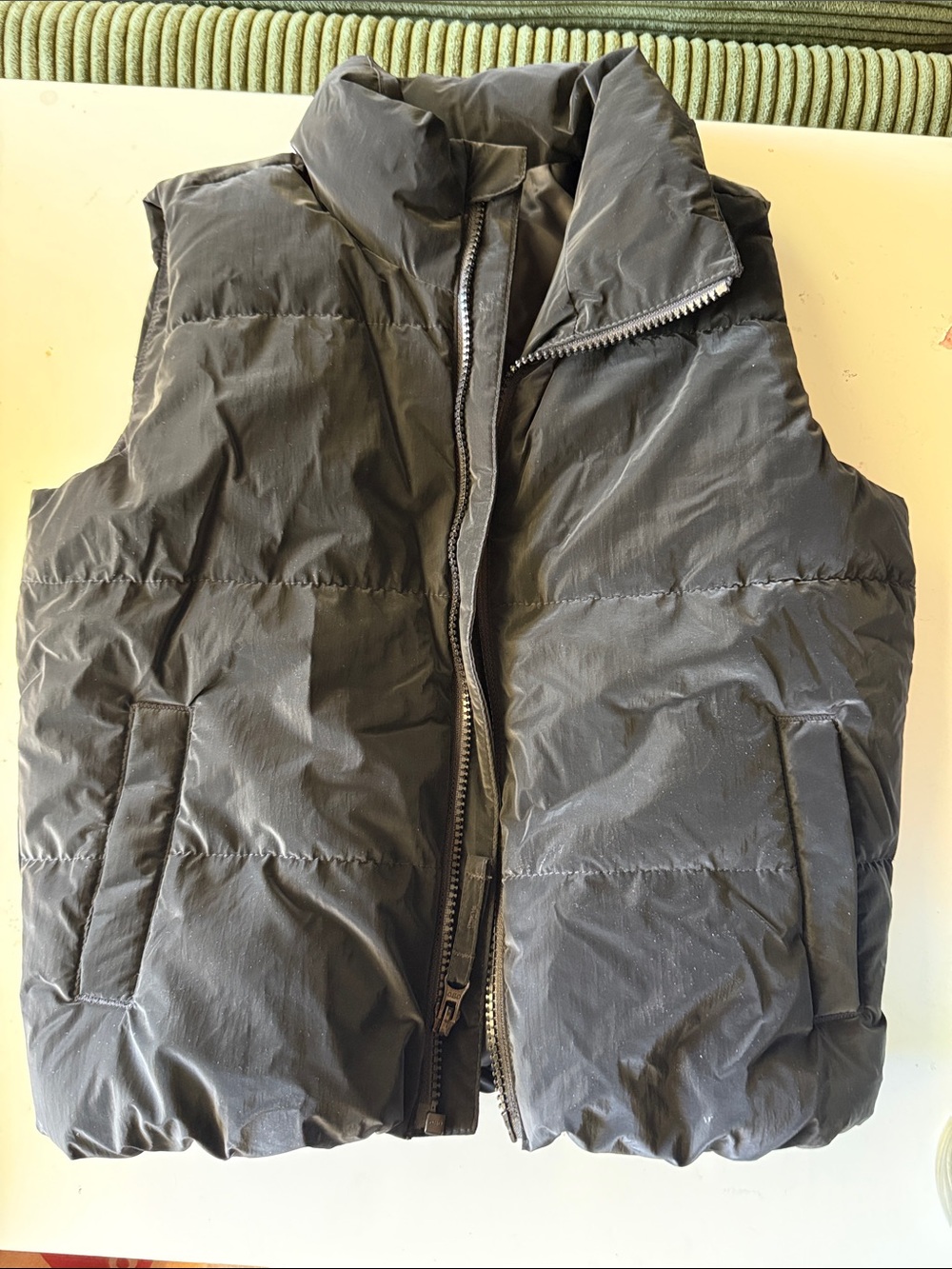 Girls Black Puffer Vest - Lightweight Quilted Zip-Up